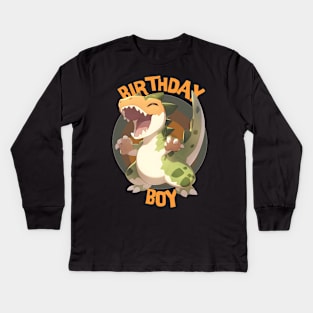 Dinosaur Birthday Boy Kawaii Anime Kids Long Sleeve T-Shirt